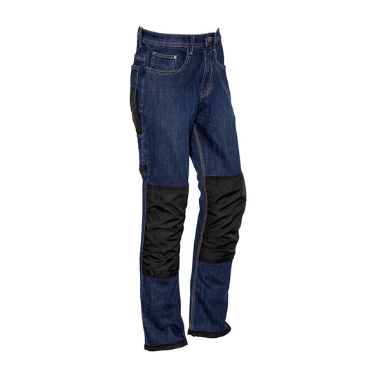 Syzmik Heavy Duty Cordura Stretch Denim Jeans feature Cordura® knee patches, reinforced seams, and a modern straight-leg fit, ideal for durability and comfort in active work environments.
