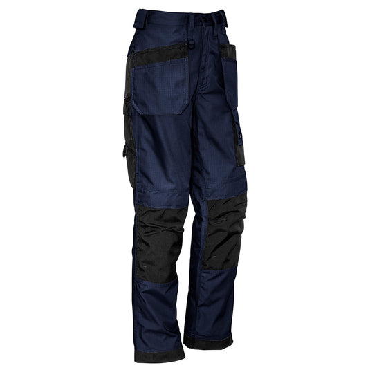 Syzmik Ultralite Multi Pocket Pant featuring swing away pockets for tool storage, crafted from a durable Polyester-Cotton Ripstop blend with Cordura® patches, ideal for active work environments.