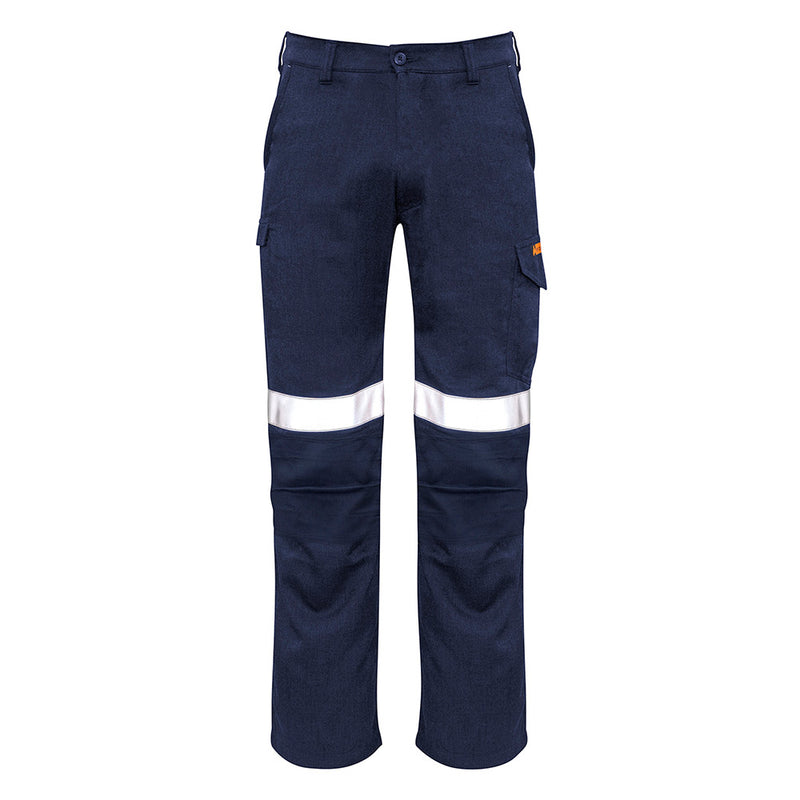 Load image into Gallery viewer, Syzmik Mens Taped Cargo Pant 10 Cal with double knee layers, side and back pockets with flaps, reflective tape, and breathable antistatic fabric, designed for comfort and durability in safety environments.