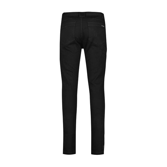 Syzmik Mens Streetworx Stretch Jean features a slim fit with a durable, triple-stitched crotch panel, double-layer knees, and practical pockets for tools, reflecting Active Safety's emphasis on reliable workwear.