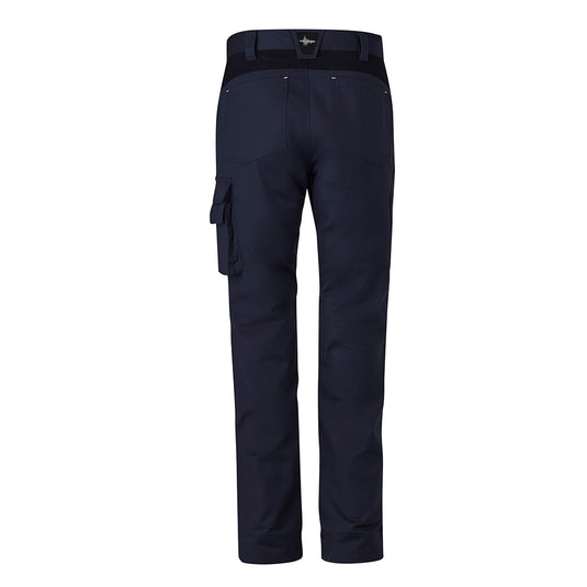 Syzmik Streetworx Tough Pant featuring a modern straight fit, reinforced knees, cargo pocket with rubber tab, and multiple utility pockets for tools, designed for durability and mobility in active safety environments.