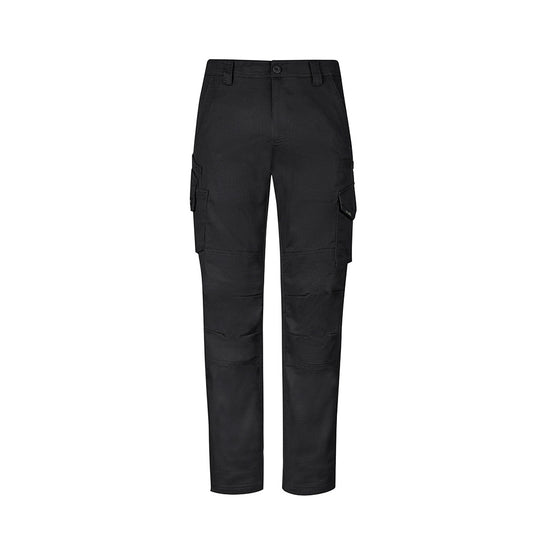 Syzmik Mens Rugged Cooling Stretch Pants featuring durable ripstop fabric, double-layer knees, multiple tool pockets, and a modern straight fit ideal for active work environments.