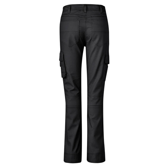 Syzmik Womens Rugged Cooling Cargo Pant featuring multi-functional pockets, including a mobile phone and ruler pocket, with reinforced stress points and a modern feminine fit. Ideal for active safety environments.