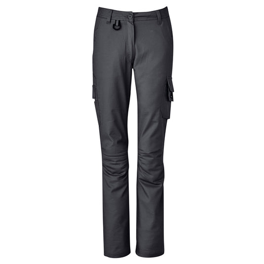 Syzmik Womens Rugged Cooling Cargo Pant featuring multi-functional pockets, reinforced stress points, and a modern feminine fit, designed for durability and freedom of movement, ideal for active workplace environments.