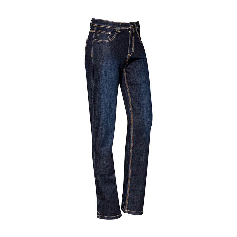 Load image into Gallery viewer, Syzmik Womens Stretch Work Jeans, designed for durability, feature a modern feminine fit with enzyme-washed, reinforced denim. Perfect for active workplaces, these jeans include five-pocket styling and Syzmik branded rivets.