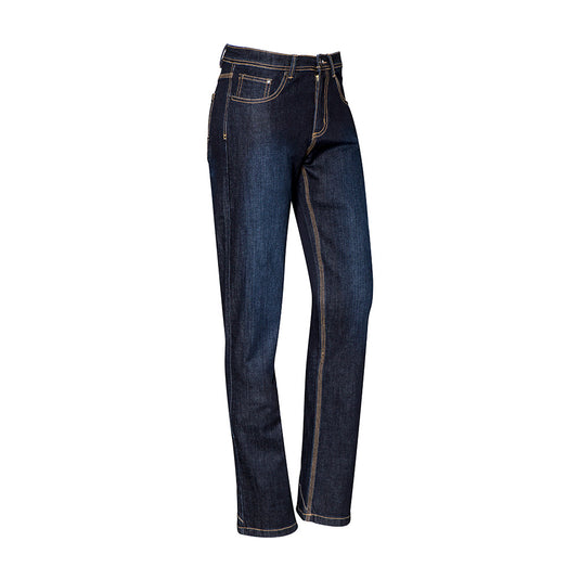 Syzmik Womens Stretch Work Jeans, designed for durability, feature a modern feminine fit with enzyme-washed, reinforced denim. Perfect for active workplaces, these jeans include five-pocket styling and Syzmik branded rivets.