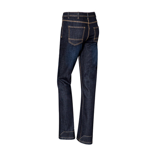 Syzmik Womens Stretch Work Jeans showcasing a modern feminine fit, reinforced stress points, and five-pocket styling, ideal for durability in active workplaces like those served by Active Safety.