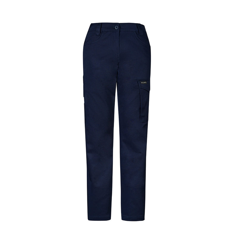 Load image into Gallery viewer, Syzmik Womens Essential Basic Stretch Cargo Pant featuring straight-leg design, oversized cargo pocket, and durable triple-stitched seams, ideal for workplace safety and comfort.