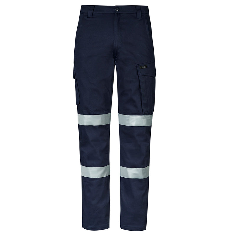 Load image into Gallery viewer, Syzmik Essential Stretch Taped Cargo Pant featuring reflective stripes, oversized cargo pocket, and durable triple-stitched seams, designed for enhanced safety and comfort in work environments.