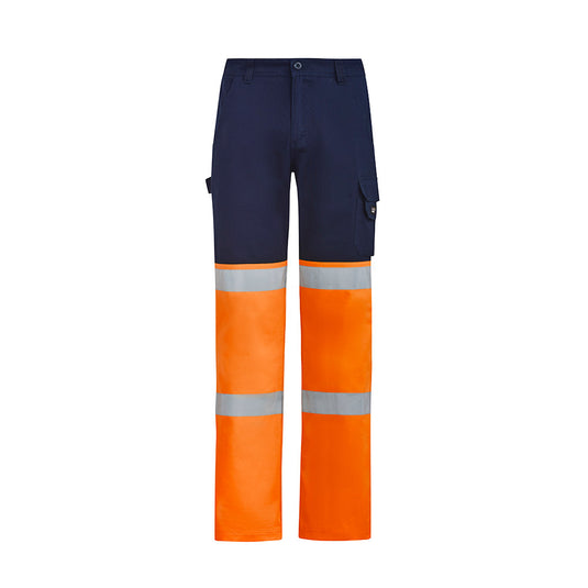 Syzmik Hi Vis Bio Motion Taped Pant featuring high-visibility lower fabric, bio motion tape, and multiple functional pockets, ideal for enhanced visibility and utility in work environments.