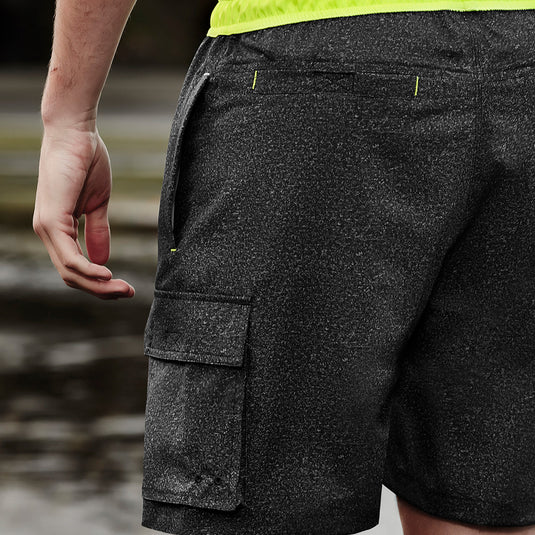 Syzmik Streetworx Stretch Board Short features lightweight, quick-dry fabric with multiple pockets and a contrast drawstring waist, ideal for active work environments or casual surf sessions.