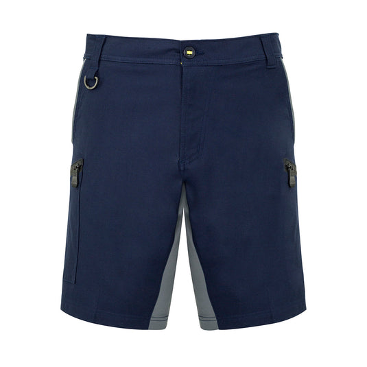 Syzmik Mens Streetworx Stretch Shorts featuring a modern design with grey trim, crafted from soft stretch cotton for comfort and mobility, perfect for active lifestyles and workplace flexibility.