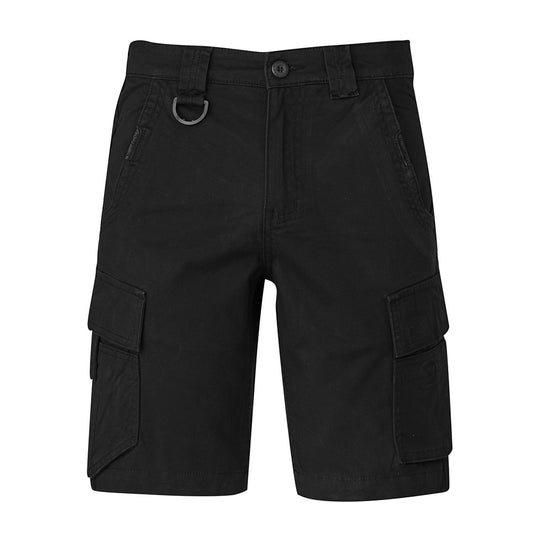 Syzmik Streetworx Curved Cargo Short featuring modern straight fit, 3D curved leg panels, and multiple functional pockets, including cargo, mobile phone, and multi-tool pockets, ideal for active workplace environments.