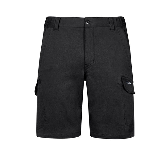 Syzmik Streetworx Comfort Short showcasing durable worksite design with visible large cargo pocket, mobile phone pocket, and multiple utility pockets, featuring a modern fit and stretch fabric for enhanced movement.