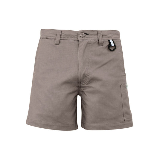 Syzmik Rugged Cooling Mid Thigh Short features a buckle and belt, with a modern shorter fit and mobile phone pocket, ideal for active work environments prioritizing safety and comfort.