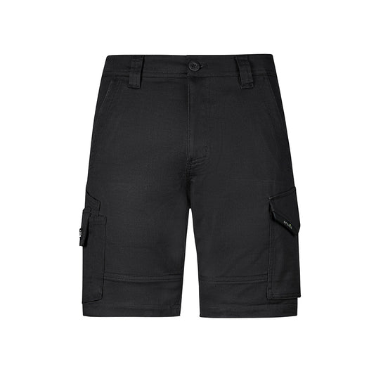 Syzmik Mens Rugged Cooling Stretch Short featuring durable ripstop cotton, modern straight fit, and multiple functional pockets, ideal for active work environments requiring mobility and storage, available at Active Safety.
