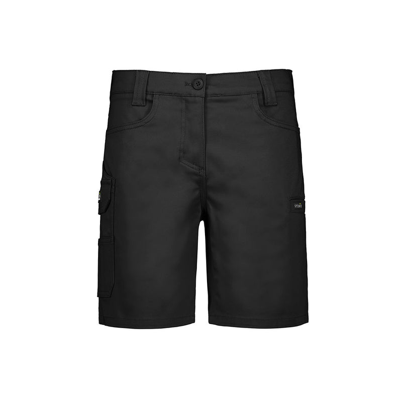 Load image into Gallery viewer, Syzmik Womens Essential Stretch Cargo Short featuring a slim fit above the knee, multiple pockets, triple-stitched seams for durability, and an internal stretch waistband, ideal for active safety environments.