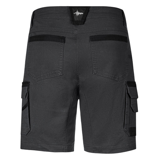 Syzmik Streetworx Heritage Short featuring durable canvas weave, triple-stitched crotch, and multiple pockets, including cargo, ruler, and mobile phone pockets, designed for tough work conditions and enhanced comfort.