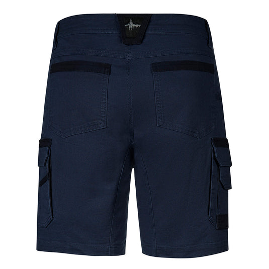 Syzmik Streetworx Heritage Short featuring a durable canvas weave, slim fit, and multiple functional pockets including cargo, ruler, and mobile phone pockets, ideal for demanding work environments.