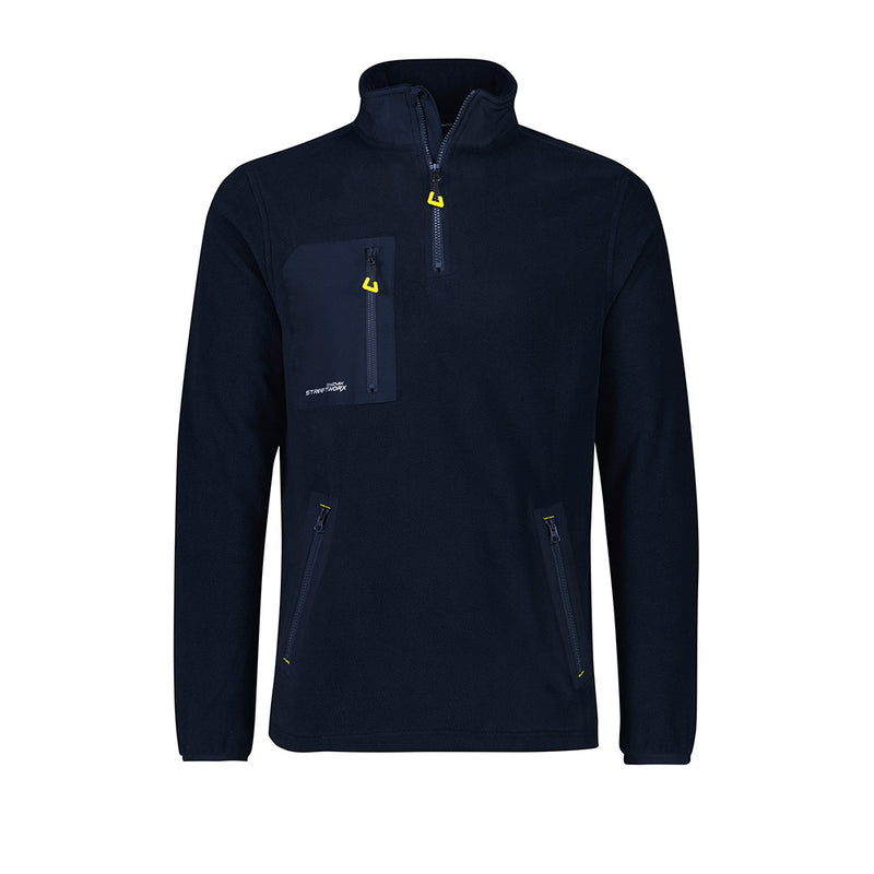 Load image into Gallery viewer, Syzmik Streetworx Lightweight 1/4 Zip Polar Fleece featuring 100% polyester fabric, upper back reinforcement, zippered chest and hip pockets, and reflective branding, ideal for safety and workwear environments.