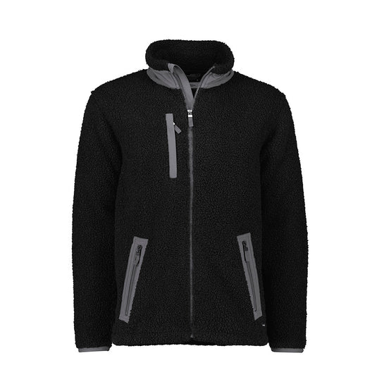 Syzmik Streetworx 530gsm Full Zip Sherpa Fleece features a textured sherpa outer with bonded fleece lining, zippered chest and hip pockets, and contrast trim, ideal for safety-focused workwear environments.