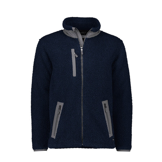 Syzmik Streetworx 530gsm Full Zip Sherpa Fleece with textured sherpa outer and warm bonded fleece lining, featuring a zippered chest pocket and two front hip pockets, ideal for workplace safety and comfort.