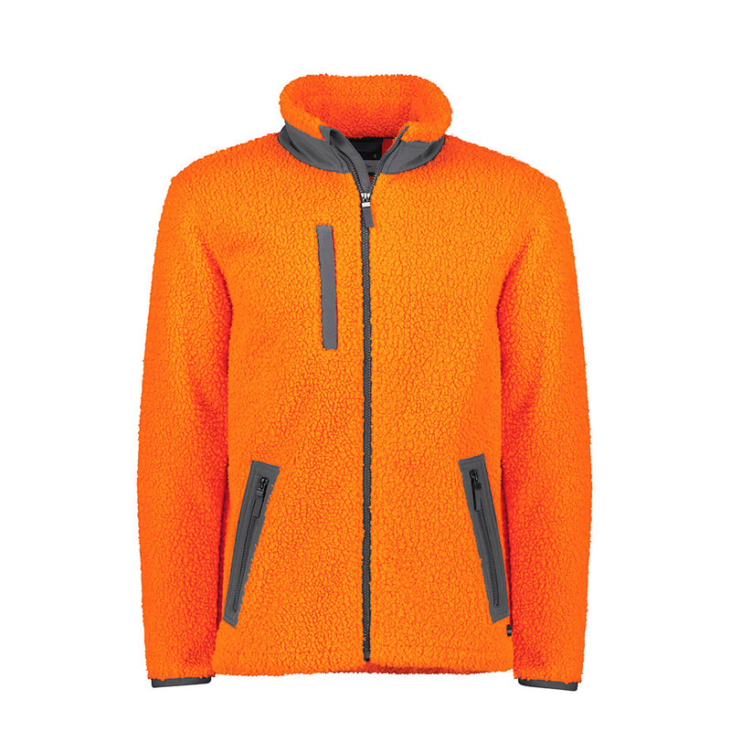 Load image into Gallery viewer, Syzmik Streetworx 530gsm Full Zip Sherpa Fleece featuring a warm textured sherpa outer and bonded fleece lining, with zip-closure chest and hip pockets, ideal for safety and workwear needs.