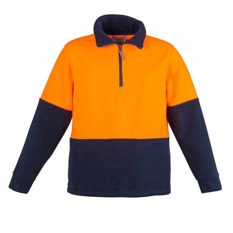 Load image into Gallery viewer, Syzmik Hi Vis Half Zip Fleece Jumper featuring a chunky zip and comfort cuffs, designed with side seam pockets for warmth. Ideal for safety and workplace environments, enhancing visibility and comfort.