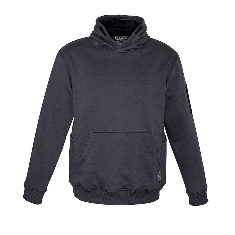 Load image into Gallery viewer, Syzmik Multi Pocket Fleece Lined Hoodie featuring a safety drawstring, woven arm pen pocket, two angled side pockets, kangaroo pockets, and ribbed knit hem. Ideal for safety-conscious, active work environments.
