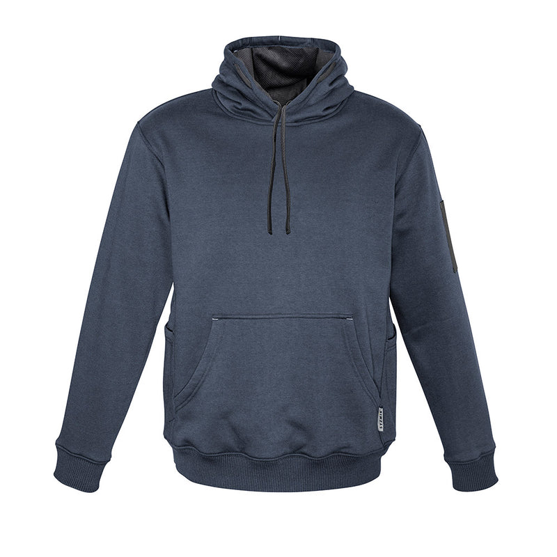 Load image into Gallery viewer, Syzmik Multi Pocket Fleece Lined Hoodie with safety drawstring, woven arm pen pocket, and quick-close hip pockets. Features kangaroo pockets and ribbed knit hems, ideal for workplace safety and comfort.