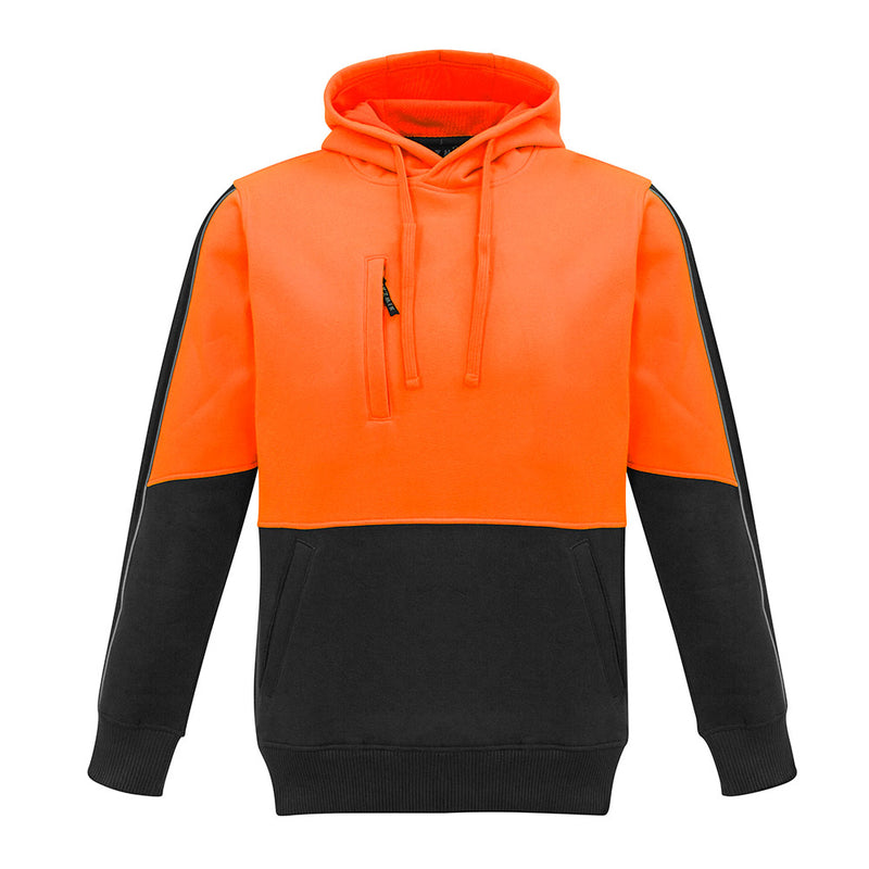 Load image into Gallery viewer, Syzmik Hi Vis Pullover Hoodie featuring a durable design with heavy-duty zips, reflective piping, and a microfiber-lined hood, ideal for safety and comfort in active work environments.