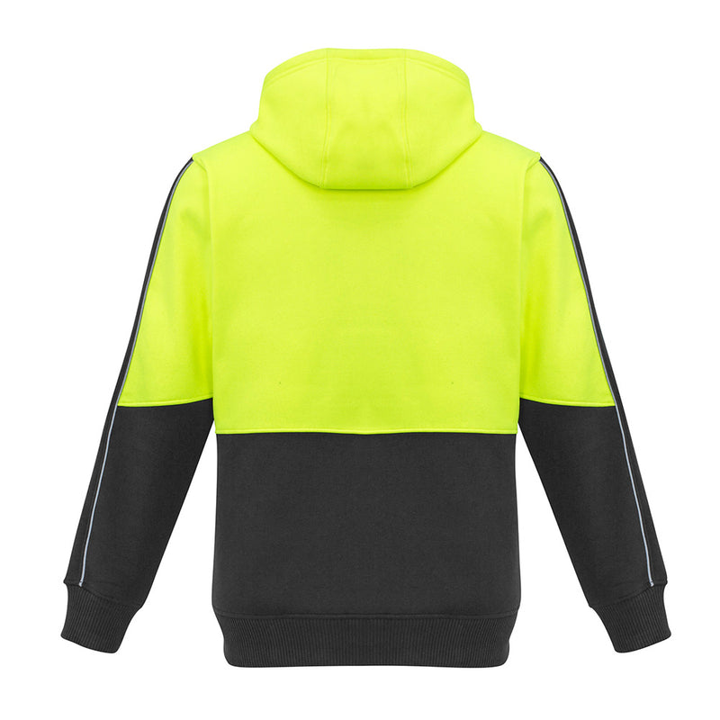 Load image into Gallery viewer, Syzmik Hi Vis Full Zip Hoodie featuring a durable design with reflective piping, heavy-duty zips, and a practical chest pocket. Ideal for safety and comfort in active work environments.