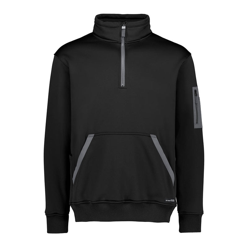 Load image into Gallery viewer, Syzmik Streetworx Water Resistant 1/4 Zip Fleece Pullover, featuring a quarter-zip high collar, kangaroo front pocket, and zippered sleeve pocket. Ideal for safety-focused work environments with its durable, water-resistant polyester fleece.