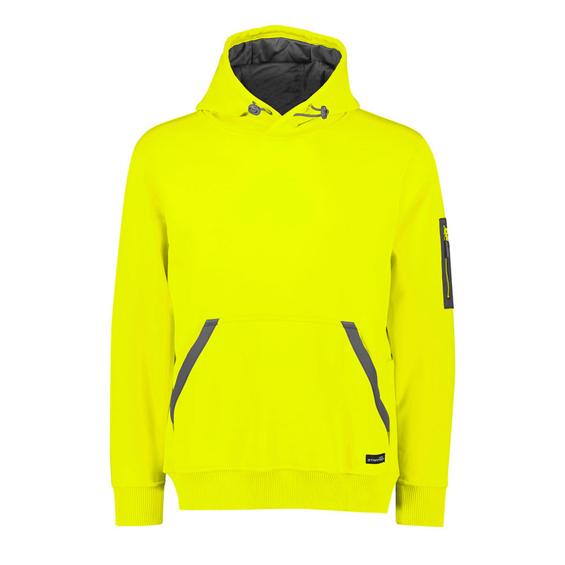 Load image into Gallery viewer, Syzmik Streetworx Water Resistant Hoodie featuring grey zip-up kangaroo pockets and a pencil pocket on the arm, designed with durable ribbed cuffs and hem, ideal for workplace safety and comfort.