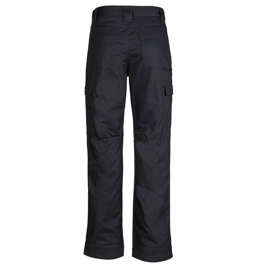 Syzmik Midweight Drill Cargo Pant featuring multiple pockets, reinforced knee and pocket patches, and triple-stitched seams, designed for durability and comfort in workplace environments. Ideal for safety and workwear needs.