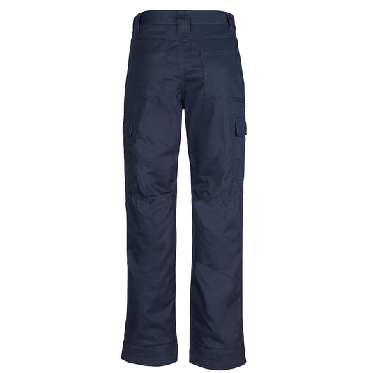 Syzmik Midweight Drill Cargo Pant featuring multi-pocket design, reinforced knee patches, and wide belt loops, ideal for durability and comfort in work environments.