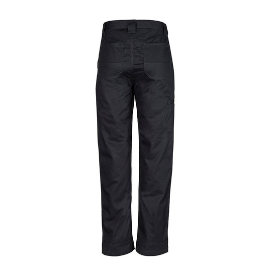 Syzmik Mens Utility Pant featuring durable 100% cotton twill, reinforced heel and pocket patches, wide belt loops, and a discrete side welt pocket, ideal for tough work environments.