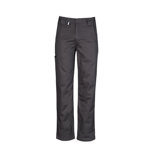Syzmik Mens Utility Pant featuring durable 280 GSM cotton twill, reinforced double layer heel and pocket patches, wide belt loops, and triple stitched seams, ideal for tough work environments.