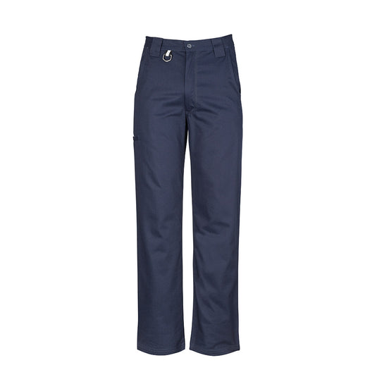 Syzmik Mens Utility Pant, crafted from 100% cotton twill, features reinforced heel and pocket patches, wide belt loops, and triple-stitched seams, embodying durability and practicality for workplace safety.