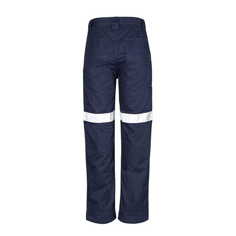 Load image into Gallery viewer, Syzmik Mens Taped Utility Pant, Stout, showcases durable 100% cotton twill with reinforced heel and pocket patches, reflective tape, triple-stitched seams, and a discrete side welt pocket, ideal for rugged work environments.