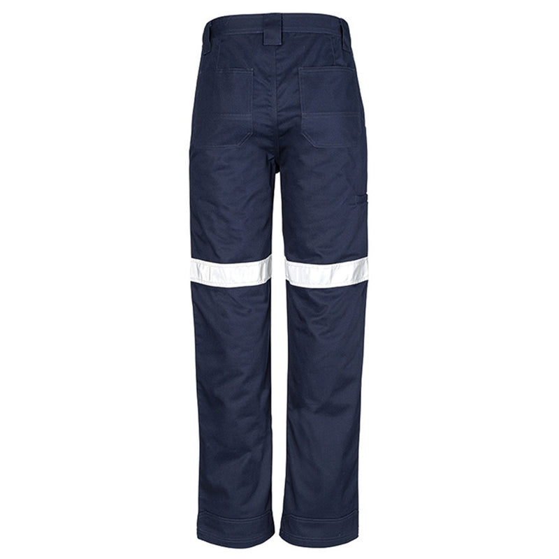 Load image into Gallery viewer, Syzmik Taped Utility Pant featuring white stripes, reflective tape, reinforced heel and pocket patches, and wide belt loops. Ideal for durable workwear, emphasizing safety and functionality.