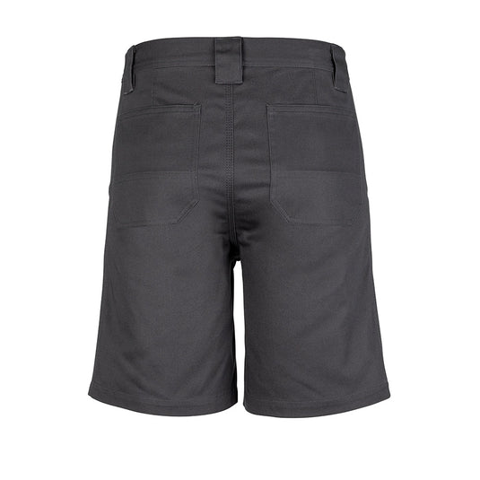 Syzmik Plaint Utility Short featuring durable 280 GSM cotton twill, reinforced double-layer pockets, a plastic “D” ring, wide belt loops, and triple-stitched seams, ideal for robust workplace use.