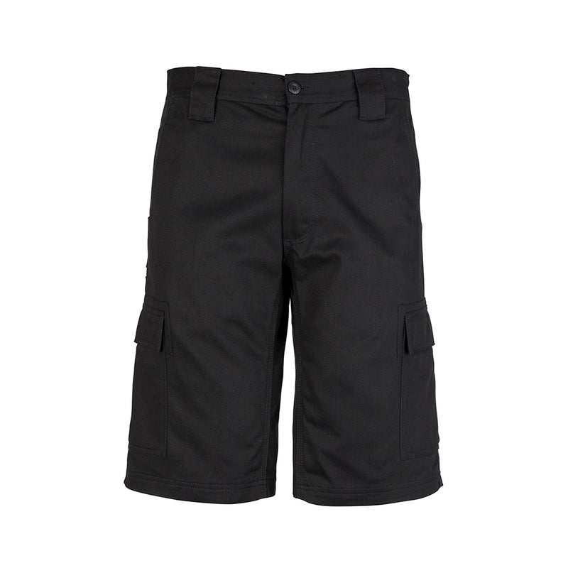 Load image into Gallery viewer, Syzmik Drill Cargo Short showcasing multiple pockets, inset crotch panel, and triple stitched seams for durability, designed for active workplace environments, ideal for safety and utility.
