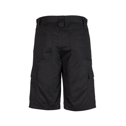 Syzmik Drill Cargo Short featuring multiple spacious pockets, wide belt loops, and durable triple-stitched seams, ideal for workplace durability and comfort. Suitable for active safety environments.