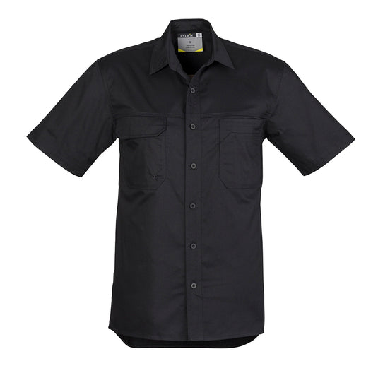 Syzmik Lightweight Tradie Work Shirt features triple-stitched seams, three chest pockets with pen partition, and underarm vent eyelets, ideal for active safety work environments.