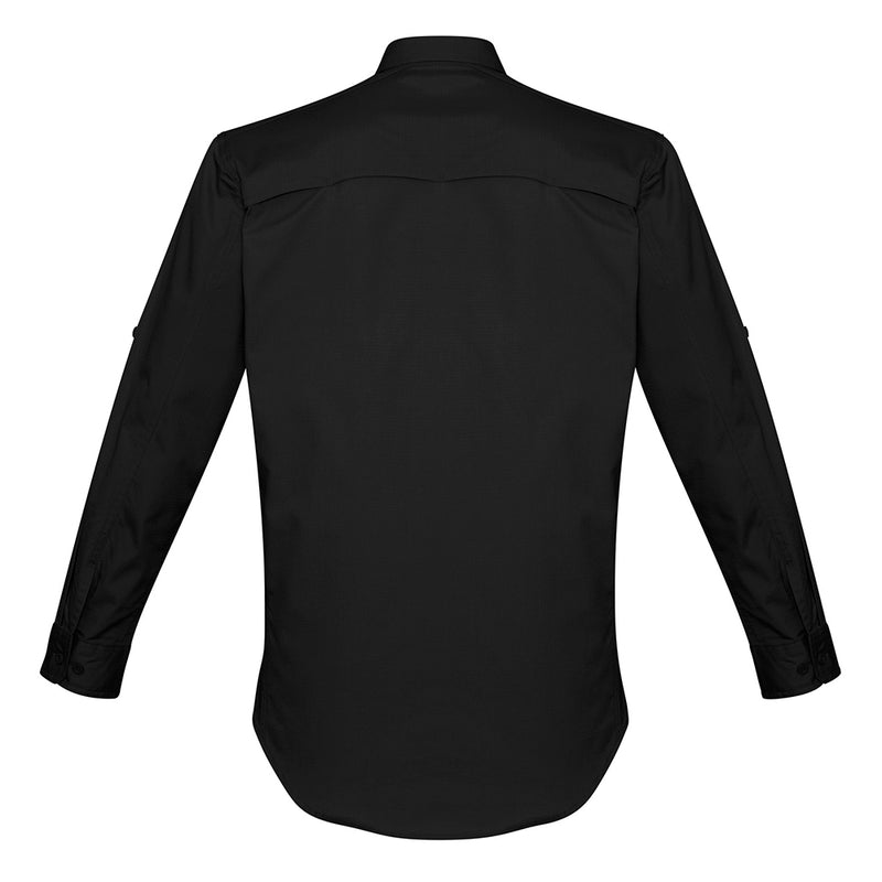 Load image into Gallery viewer, Syzmik Rugged Cooling Ripstop L/S Work Shirt features long sleeves, dual chest pockets with a pen partition, and a modern fit with mesh venting for breathability, designed for active workplace environments.