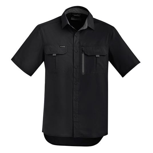 Syzmik Outdoor Ripstop Work Shirt featuring two chest pockets, including a zip pocket for mobile phones, with breathable mesh underarms and upper back venting for maximum airflow.