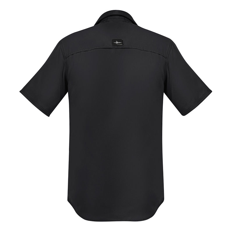 Load image into Gallery viewer, Syzmik Outdoor Ripstop Work Shirt featuring a logo and modern fit, showcases two chest pockets and upper back venting. Designed for breathability and ease, ideal for active work environments.