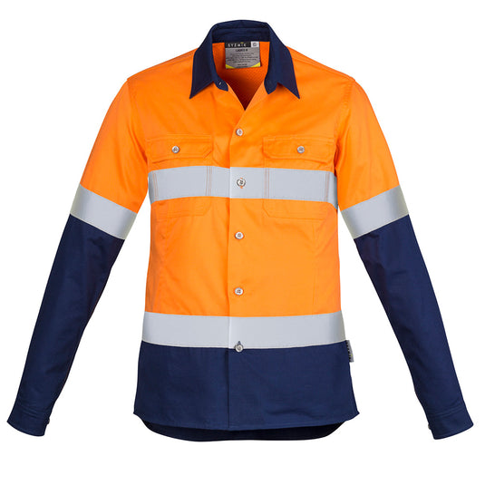 Syzmik Womens Hi Vis Industrial Work Shirt featuring long sleeves, mesh vent inserts, and two chest pockets with button closures, designed for safety and comfort in demanding work environments.