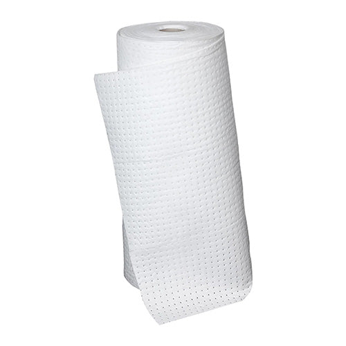 Controlco Oil Absorbent Roll 800mm x 50m, a thick, perforated roll designed for marine spill response, showcasing its oil and hydrocarbon absorption capabilities, ideal for safety and workplace environments.